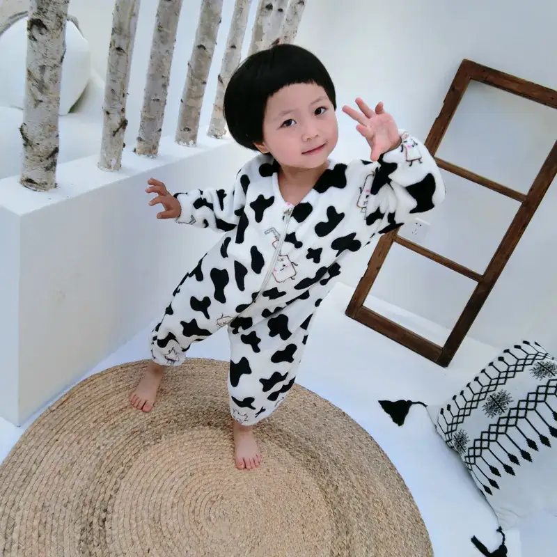 Baby Fleece Lined Pajamas Black Heart Pattern