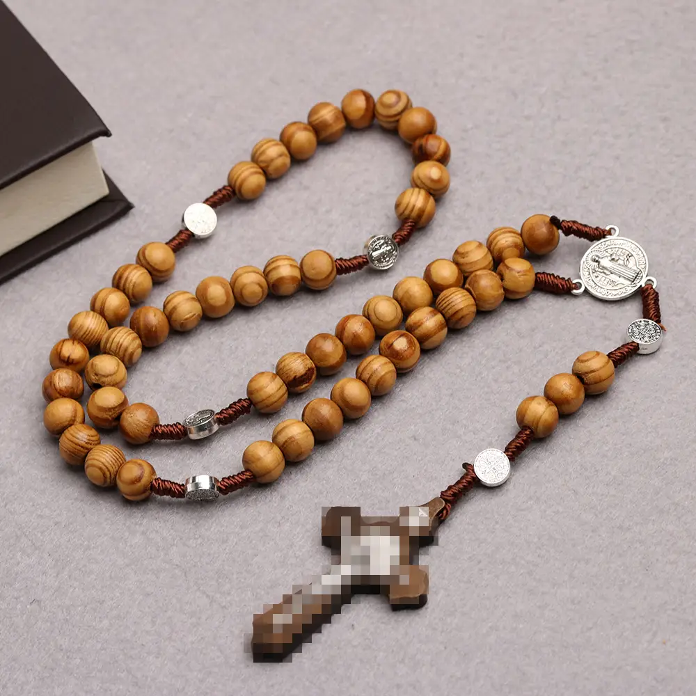 Black Cross Rosary Beads for Women