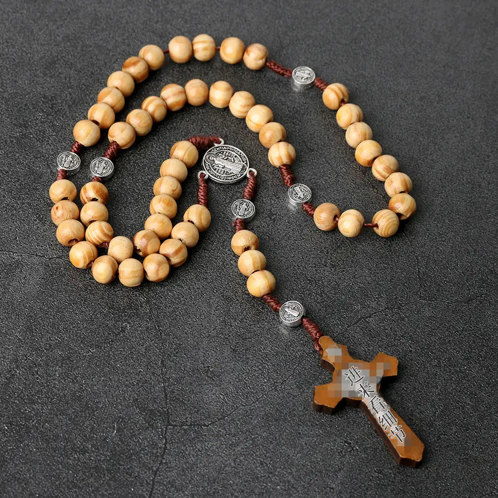 Black Cross Rosary Beads for Women