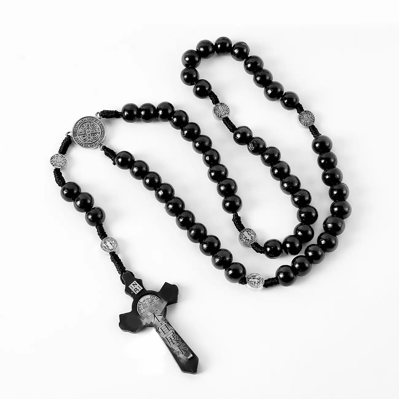 Black Cross Rosary Beads for Women