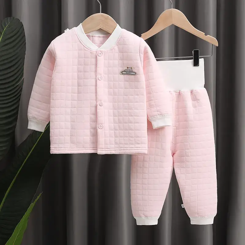 Baby Cotton Thermal Underwear Set Yellow High Waist Pants - Image 10