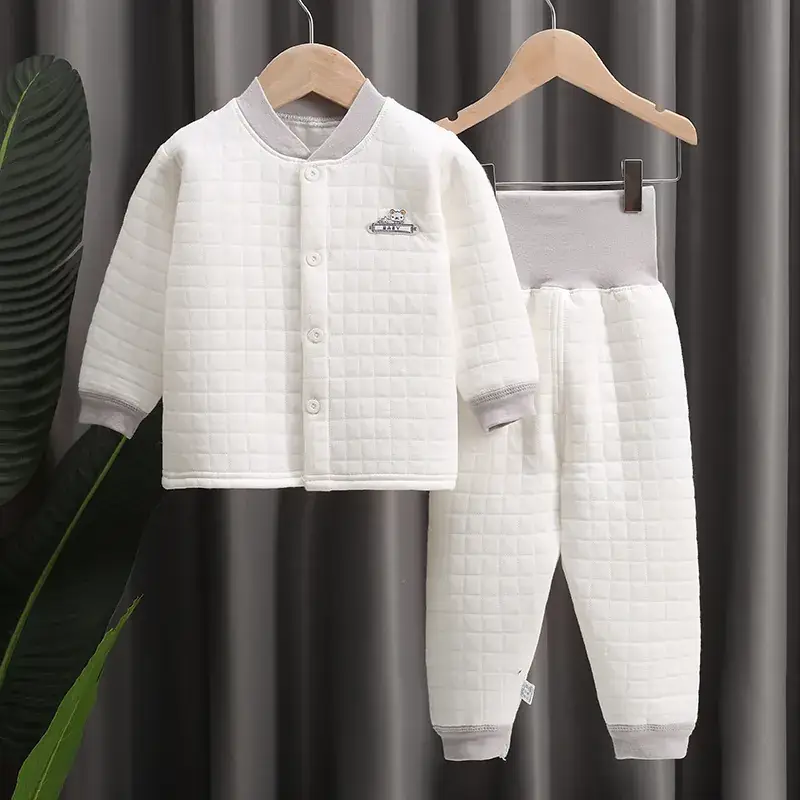 Baby Cotton Thermal Underwear Set Yellow High Waist Pants - Image 8