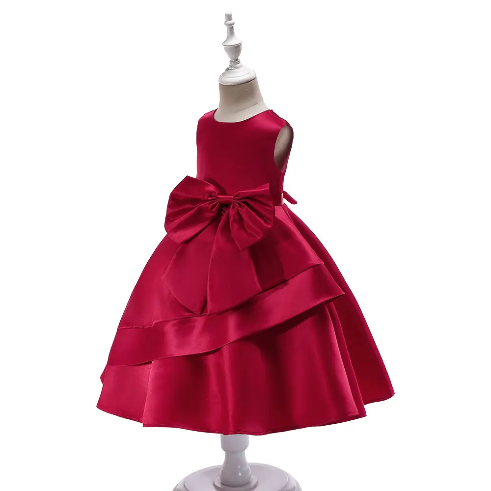 Red Bow Princess Skirt Dress for Girls Mid-Length