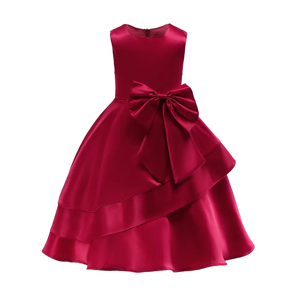 Red Bow Princess Skirt Dress for Girls Mid-Length