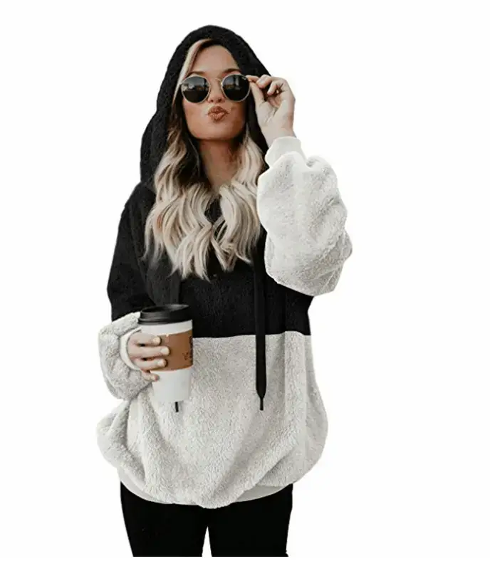 9441 Black White Fleece Hooded Sweatshirt — feature 6