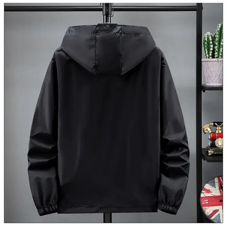 Men's Black Full Zip Hoodie Large Quick Dry