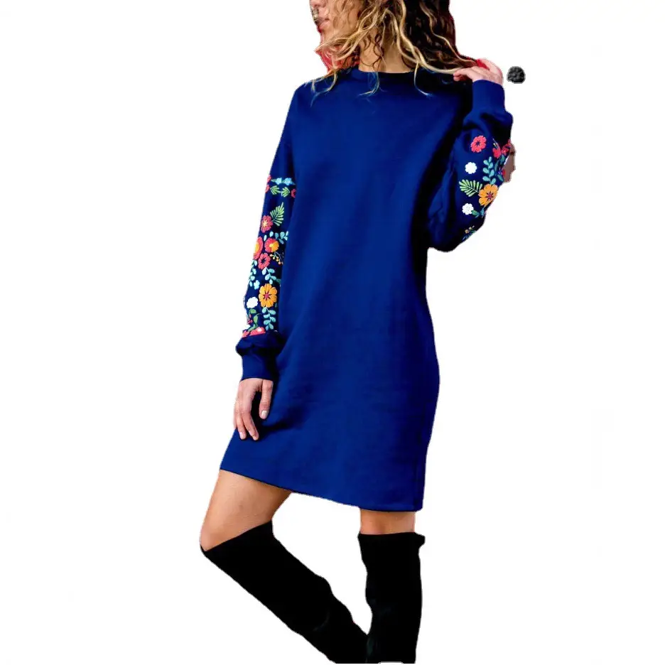 2024 Green Printed Long Sleeve Dress with Glue Detail - Image 8