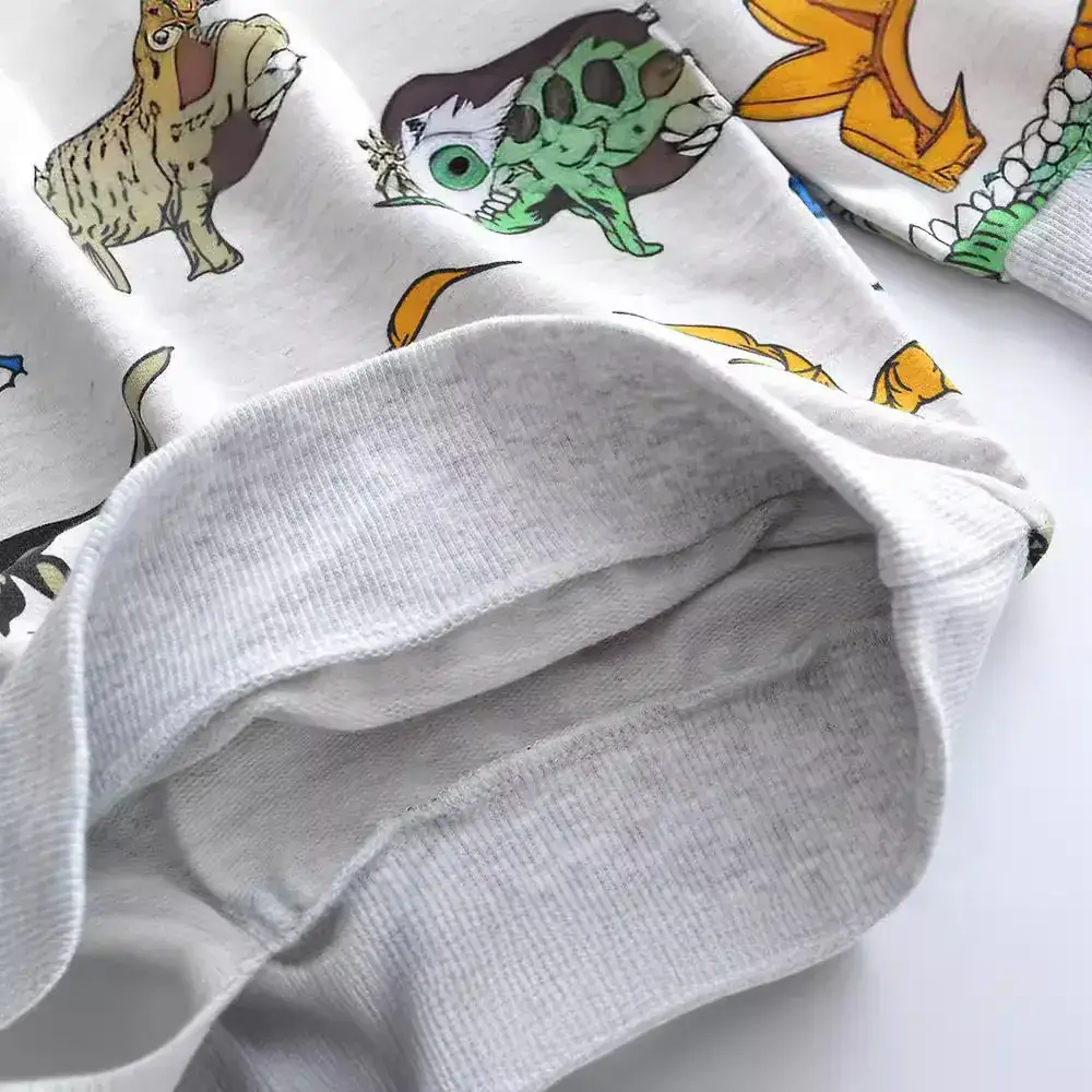 Children's Cartoon Dinosaur Sweatshirt Grey Cotton Long Sleeve - Image 4