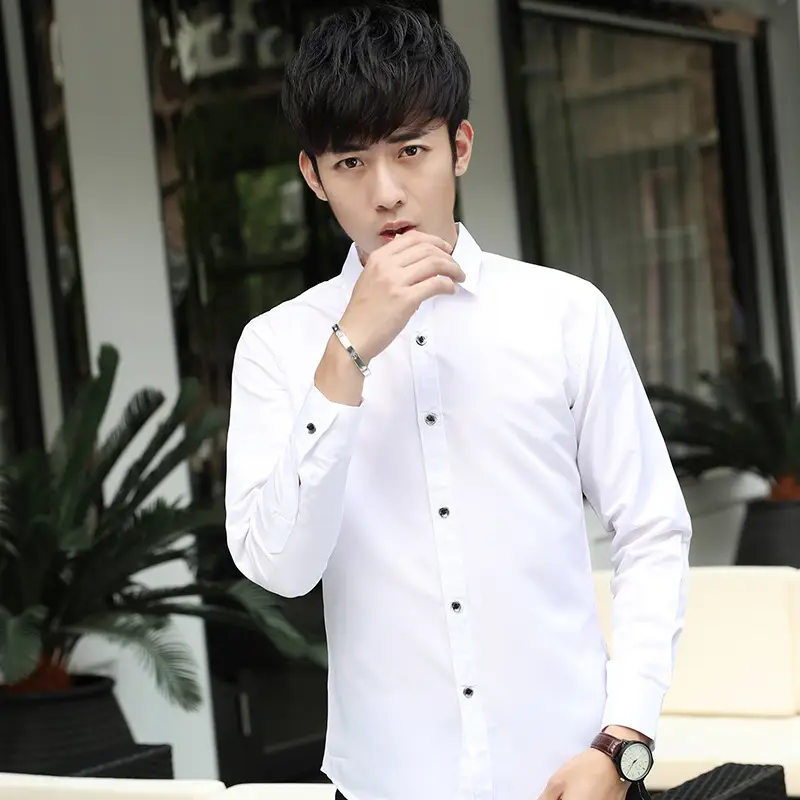 2018 Slim Fit Pink Men's Long Sleeve Shirt - Image 2