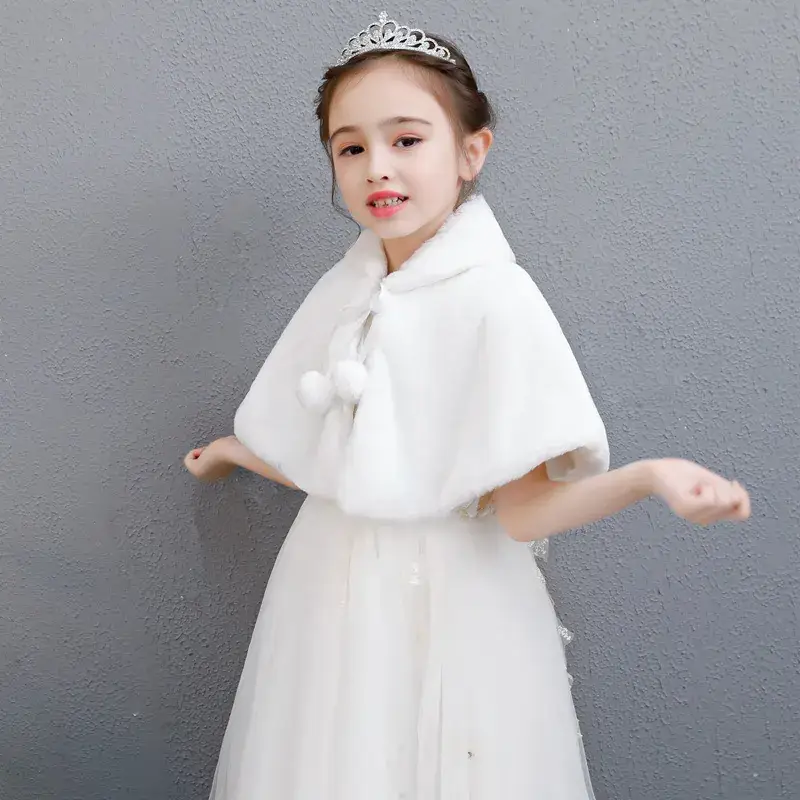 Children's White Princess Cape Dress for Girls - Image 4