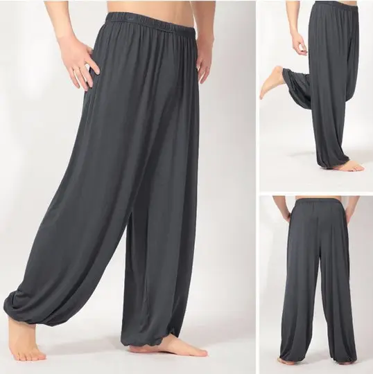 Men's Black Loose Fit Yoga Pants Casual Wear - Image 3