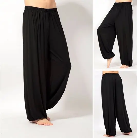 Men's Black Loose Fit Yoga Pants Casual Wear - Image 2