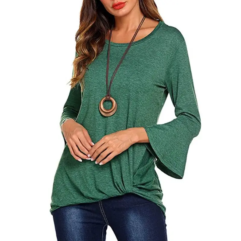 2025 Green Crewneck Twist T-Shirt for Women - Image 10
