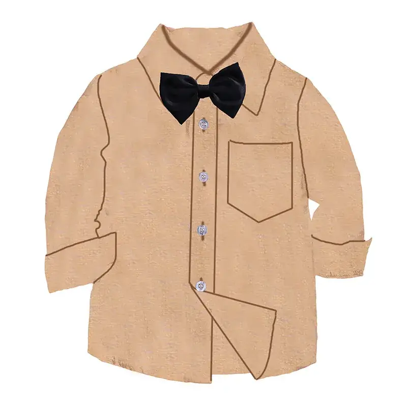 Cross-border Boys' Plaid Cotton Shirt with Bow - Image 2