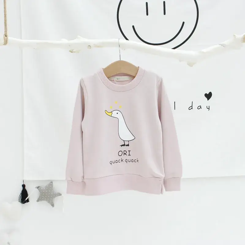 Kids Pink Duckling Printed Crew Neck Sweater - Image 4