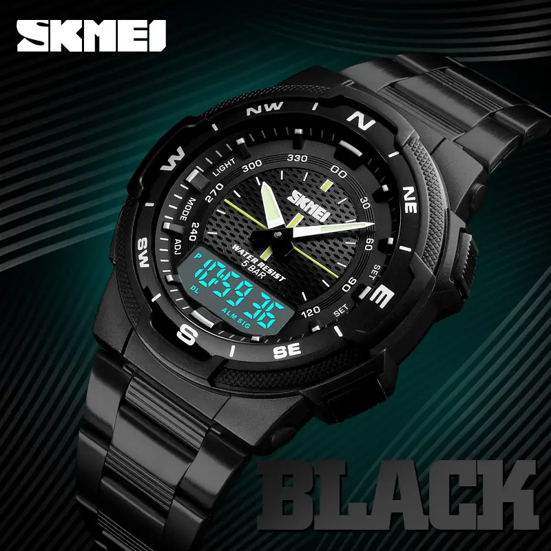 Black Steel Digital Sport Watches for Men Women - Image 9