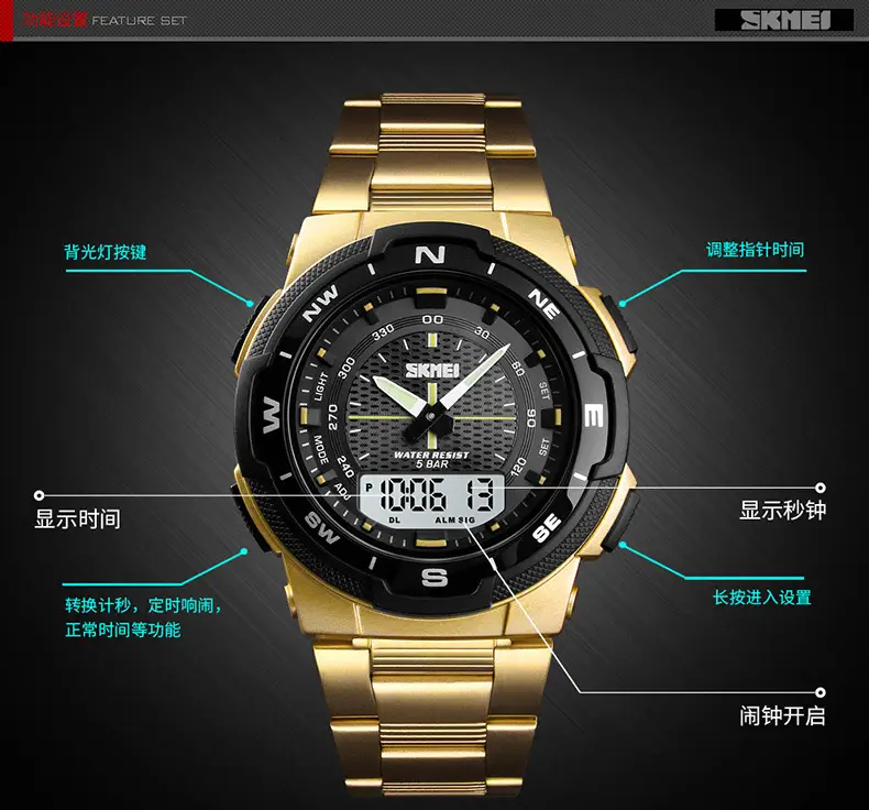 Black Steel Digital Sport Watches for Men Women — feature 10