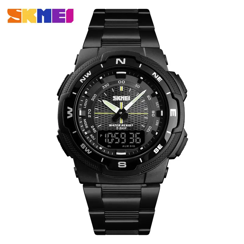 Black Steel Digital Sport Watches for Men Women - Image 2