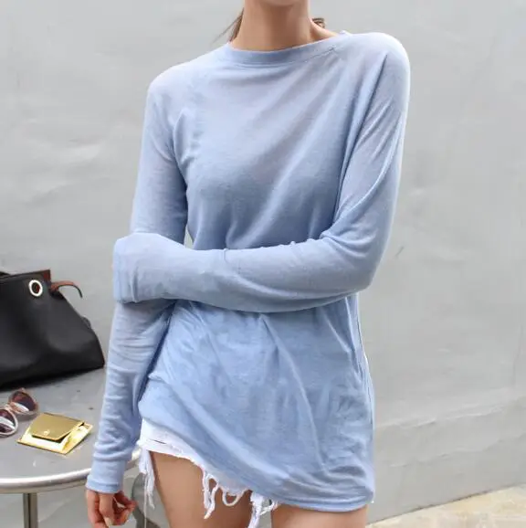 Women Pink Long Sleeve Round Neck T-Shirt