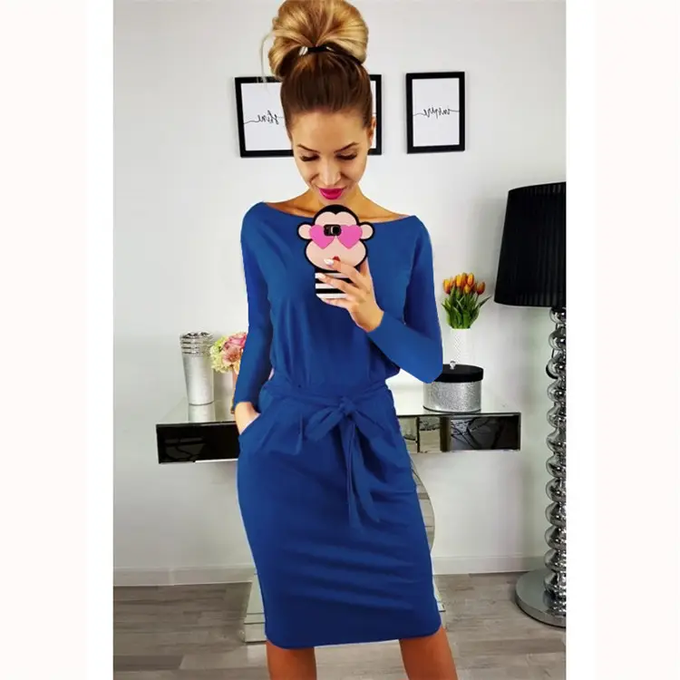 Blue Strappy Belted Mini Dress for Women