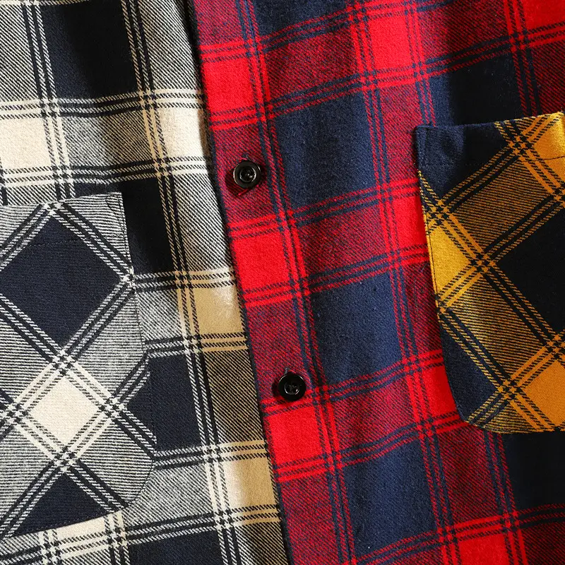 Men's Korean Style Plaid Long Sleeve Shirt White Wall Style TX30-P35 - Image 9