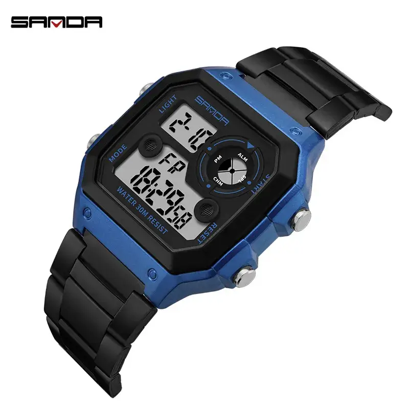 Sanda Black Digital Men's Watch 28mm Waterproof - Image 7