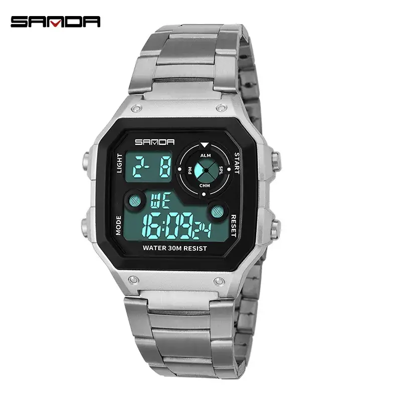 Sanda Black Digital Men's Watch 28mm Waterproof - Image 2