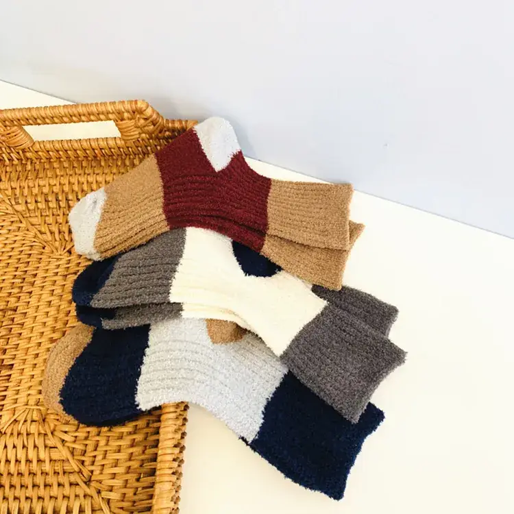 Double-Needle Korean Style Color Block Kids Socks - Image 5