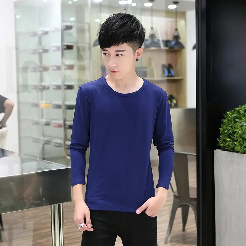 Men's Black Long Sleeve V-Neck T-Shirt Slim Fit - Image 8