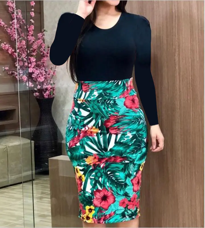Plus Size Floral Hip Dress Teal Red Rose 2025 - Image 12