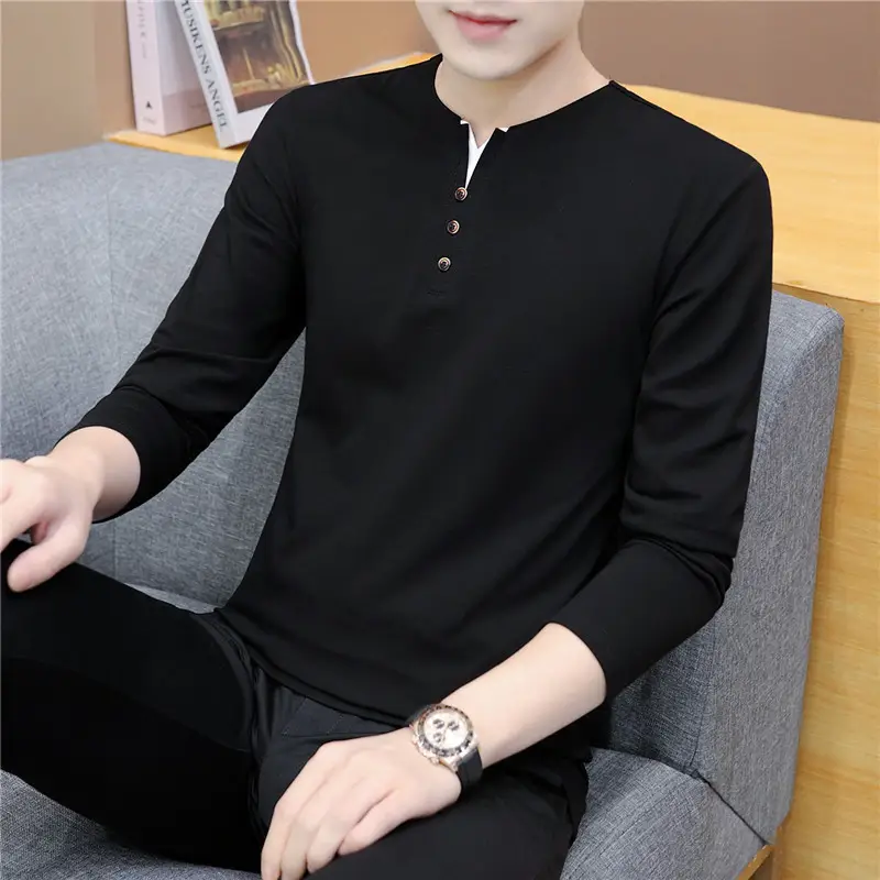 Men Grey Stretch Cotton Long Sleeve T-Shirt - Image 6