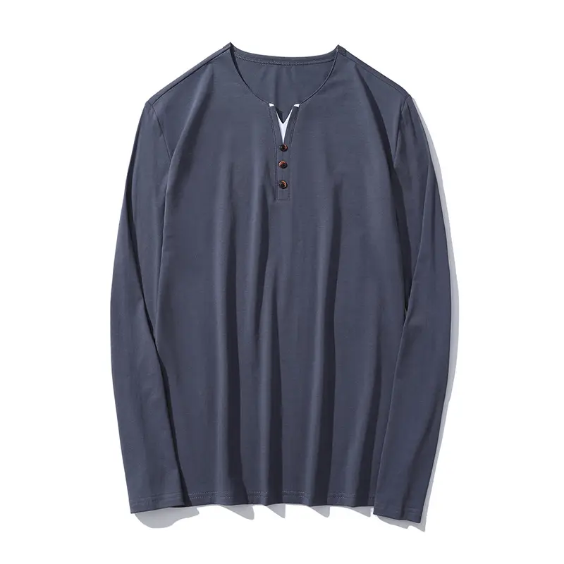 Men Grey Stretch Cotton Long Sleeve T-Shirt - Image 9