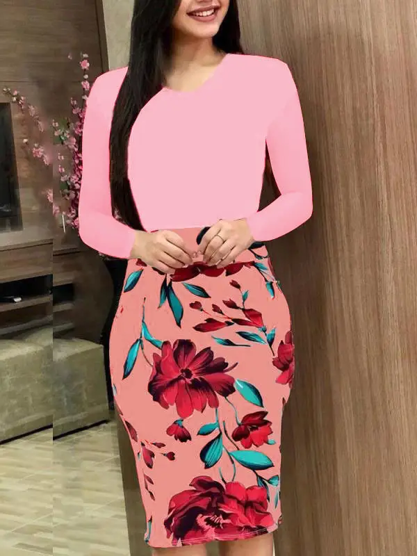 Plus Size Floral Hip Dress Black Top Turquoise Rose Print