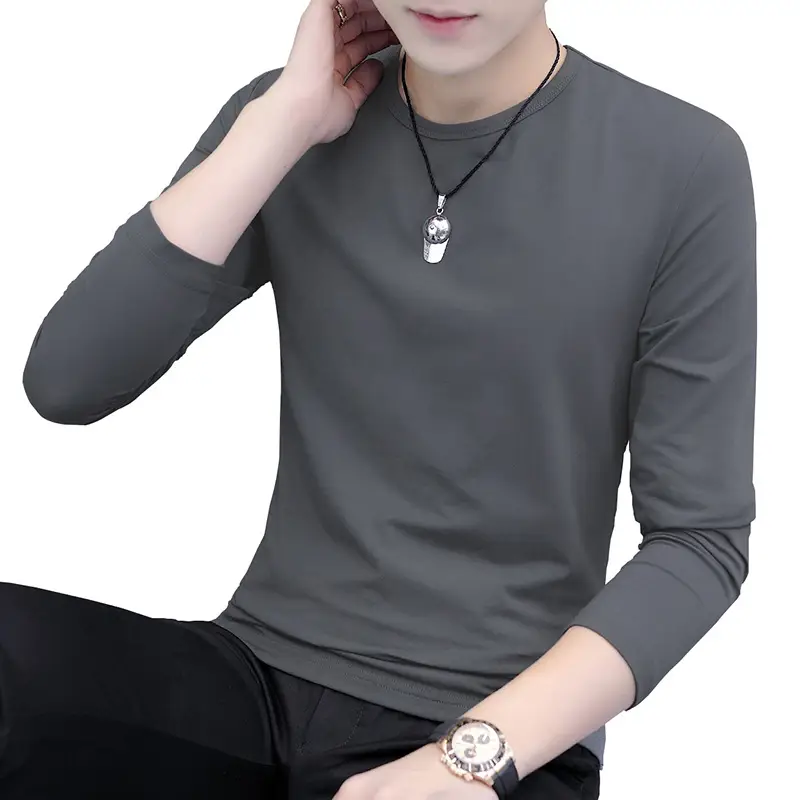 Men Black Long Sleeve V Neck T-Shirt - Image 15