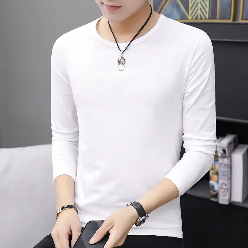 Men Black Long Sleeve V Neck T-Shirt - Image 2