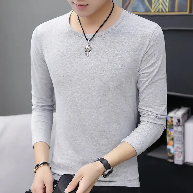 Men Black Long Sleeve V Neck T-Shirt - Image 3