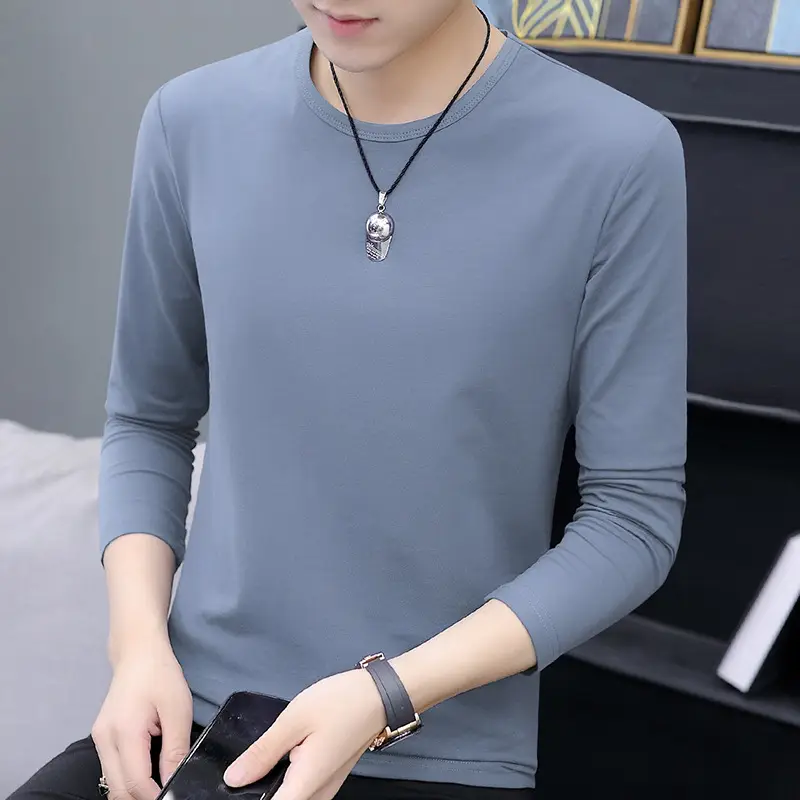 Men Black Long Sleeve V Neck T-Shirt - Image 4
