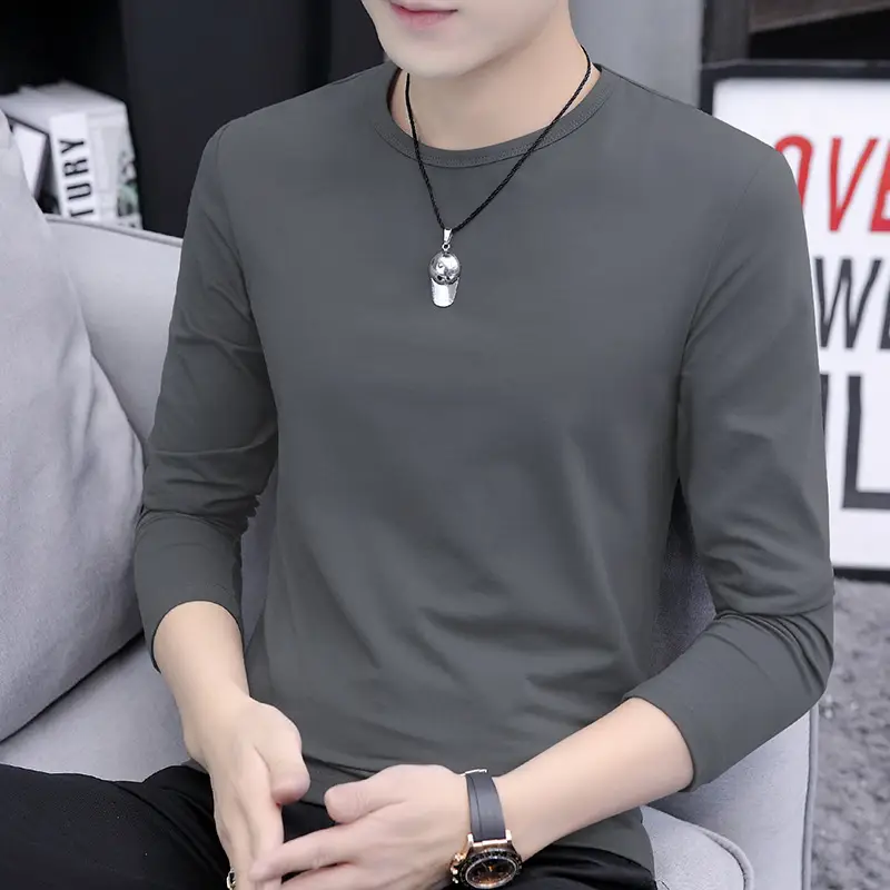 Men Black Long Sleeve V Neck T-Shirt - Image 5