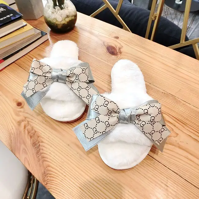 Korean Cartoon Bear Plush Home Slip-On Shoes