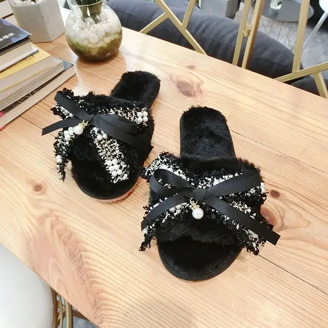 Korean Cartoon Bear Plush Home Slip-On Shoes