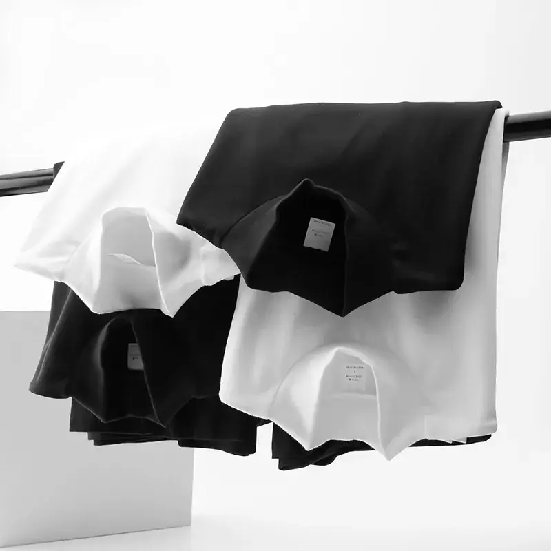 Men White Cotton Collar T-Shirt Autumn Winter Casual - Image 7