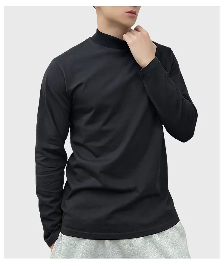 Men White Cotton Collar T-Shirt Autumn Winter Casual — feature 15