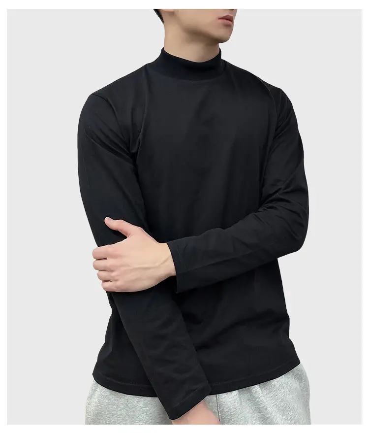 Men White Cotton Collar T-Shirt Autumn Winter Casual — feature 16