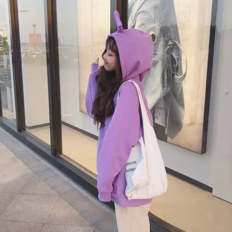 Women Fleece Hooded Sweatshirt Yellow Autumn Winter — feature 38