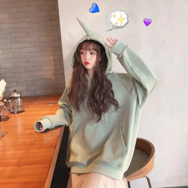 Women Fleece Hooded Sweatshirt Yellow Autumn Winter — feature 64