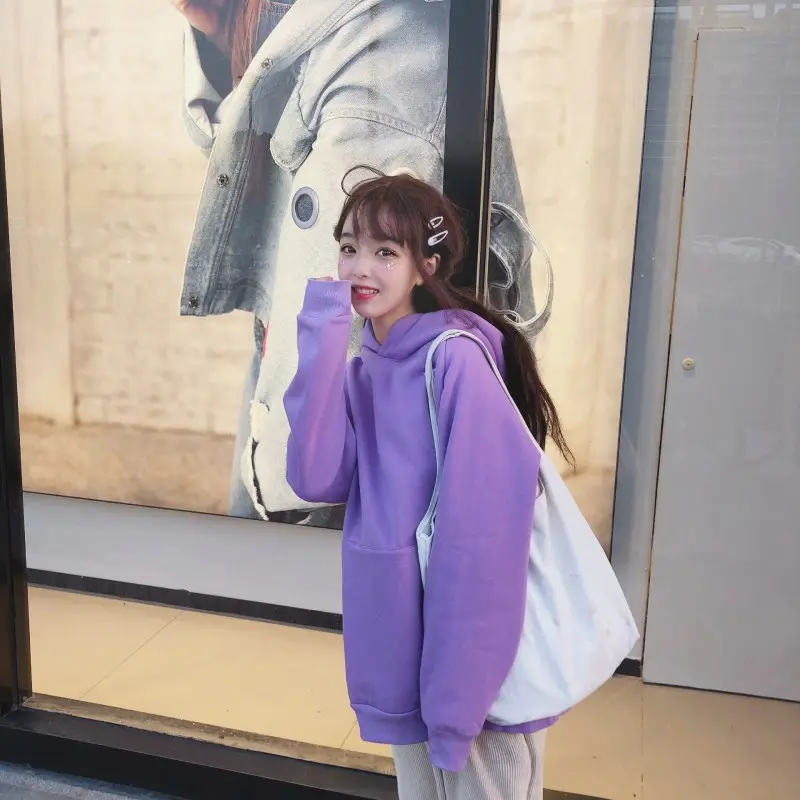 Women Fleece Hooded Sweatshirt Yellow Autumn Winter — feature 8