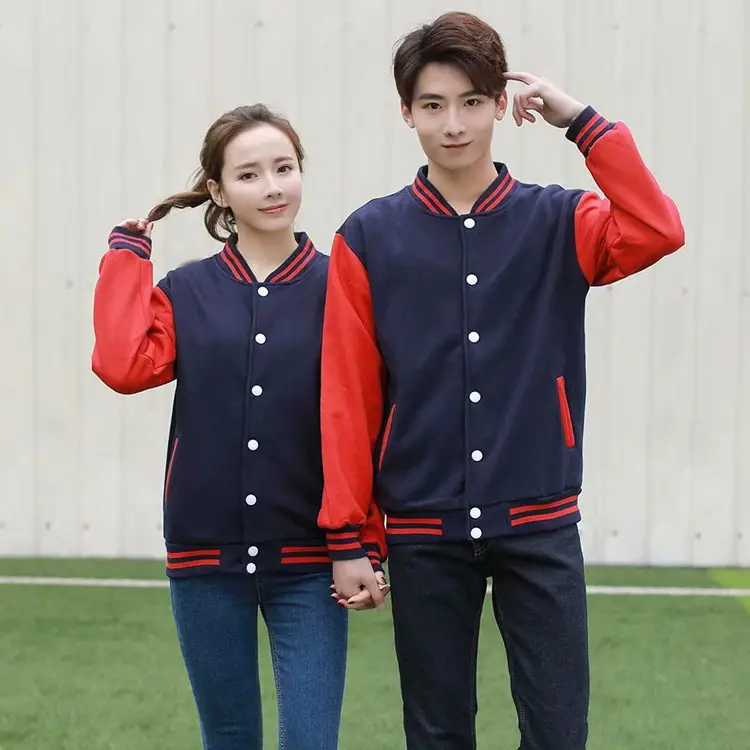 Couple Velvet Baseball Jacket Set Blue White - Image 12