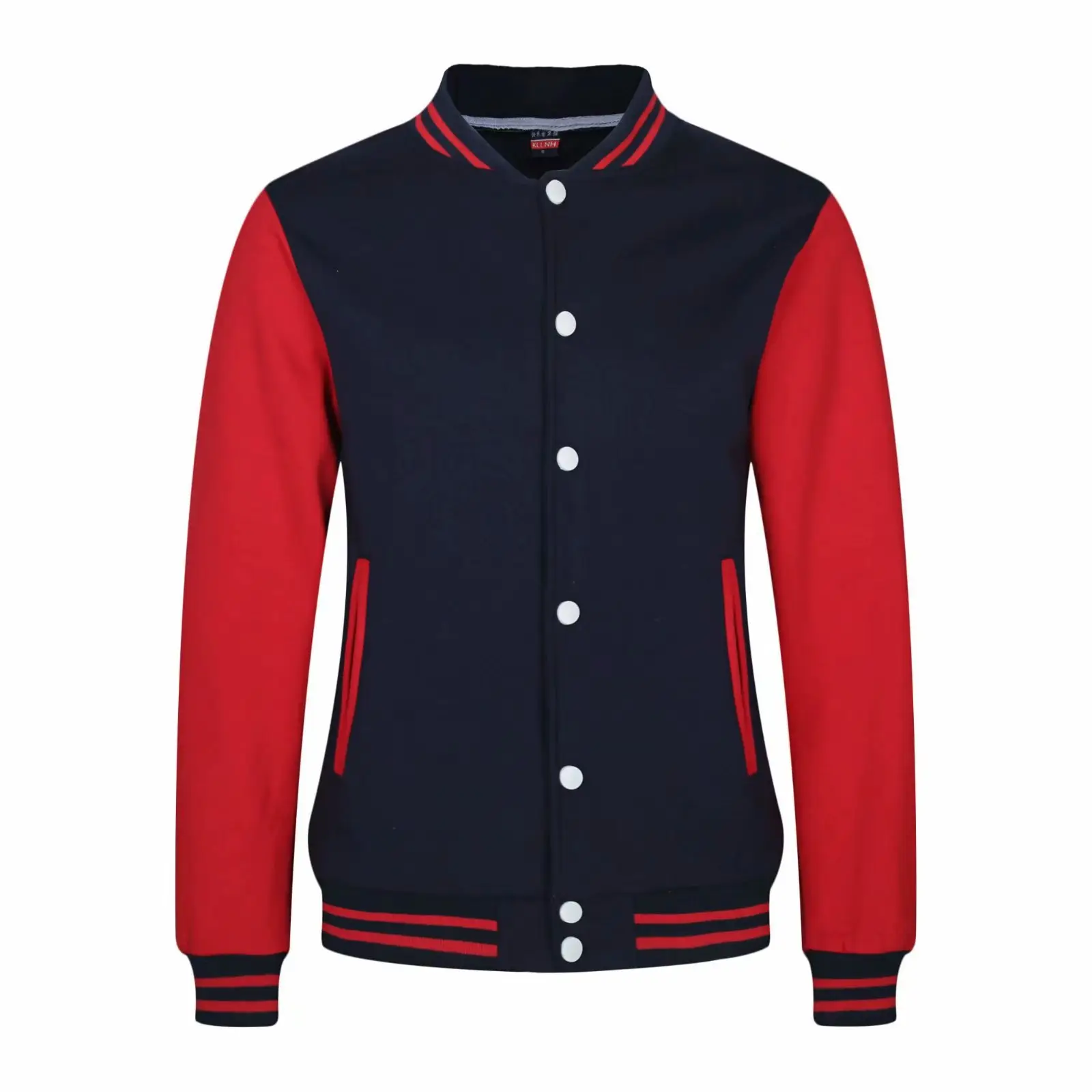 Couple Velvet Baseball Jacket Set Blue White - Image 4