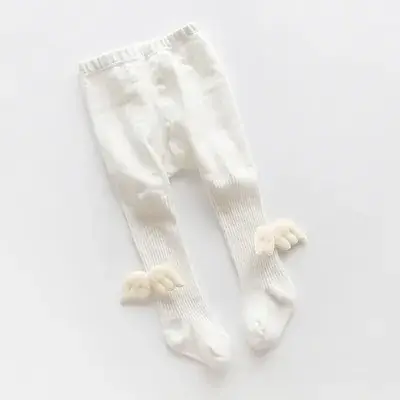 Girls Grey Cotton Leggings with White Beanies - Image 3