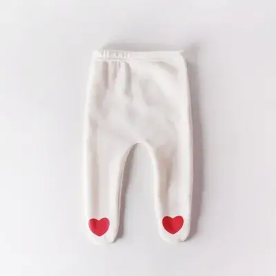 Girls Grey Cotton Leggings with White Beanies - Image 5
